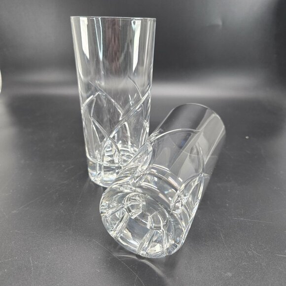 Cut Crystal Highball Glasses Set Of 2 With Elegant Design 6" Tall DH1301 - Picture 3 of 5